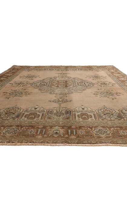 9 x 12 Vintage Earth-Tone Persian Tabriz Rug 75767