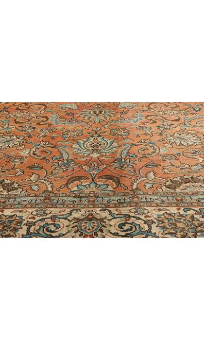10 x 13 Vintage Orange Persian Tabriz Rug 75612