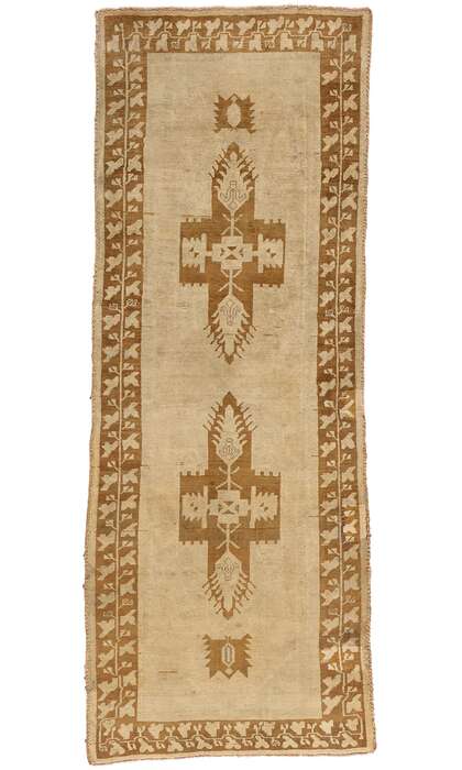 3 x 9 Vintage Earth-Tone Turkish Oushak Rug 50023