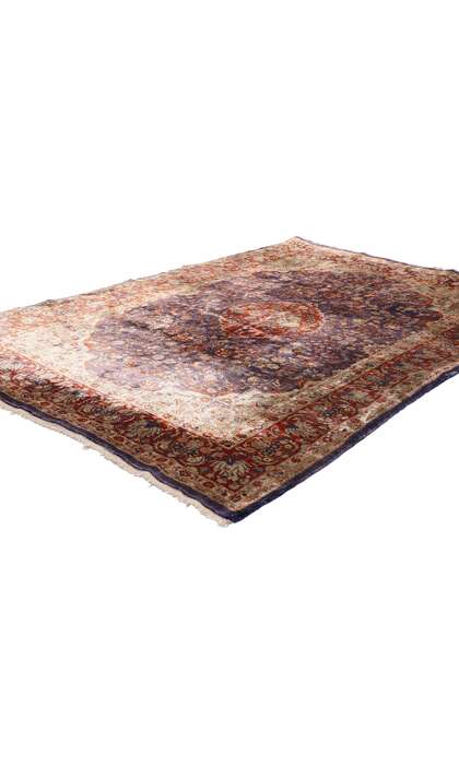 4 x 6 Vintage Persian Silk Qum Rug 79243