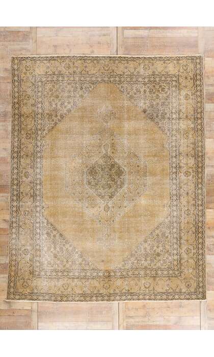 10 x 12 Distressed Vintage Persian Tabriz Rug 80309