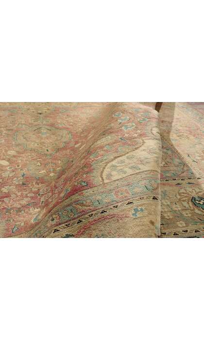 10 x 13 Vintage Pink Persian Tabriz Rug 76446