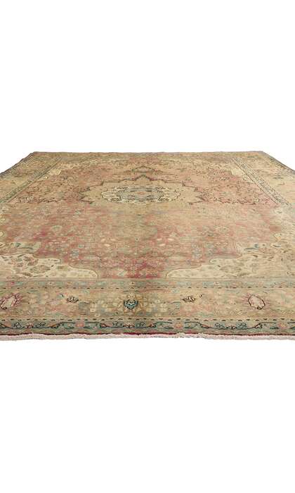 10 x 13 Vintage Pink Persian Tabriz Rug 76446