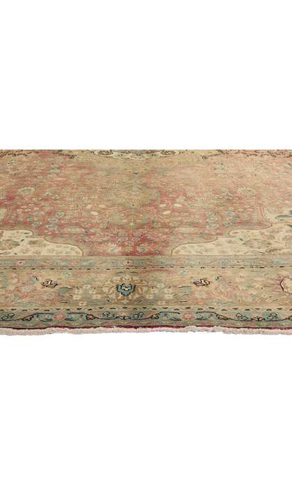 10 x 13 Vintage Pink Persian Tabriz Rug 76446