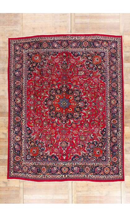 10 x 12 Vintage Red Persian Mashhad Rug 75916
