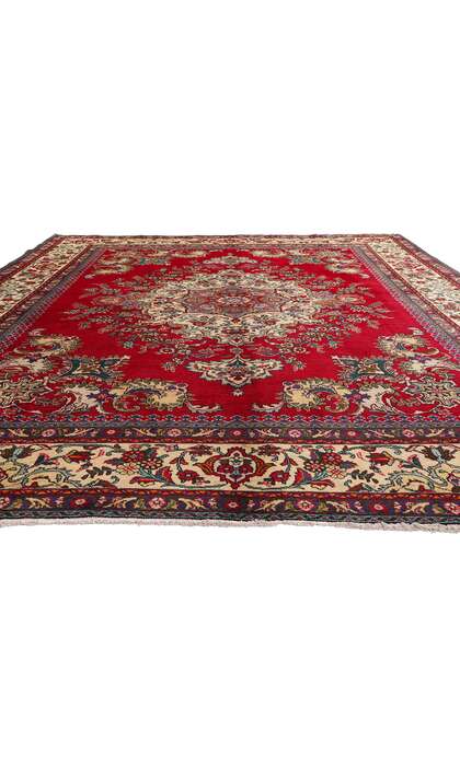 10 x 12 Vintage Red Persian Tabriz Rug 75766