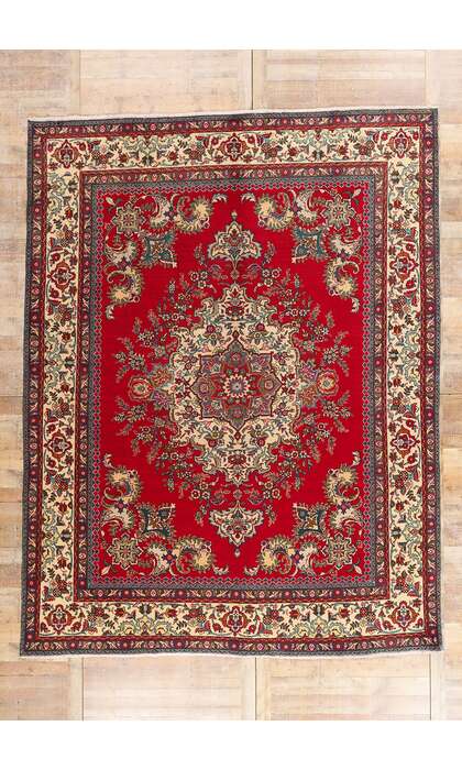 10 x 12 Vintage Red Persian Tabriz Rug 75766