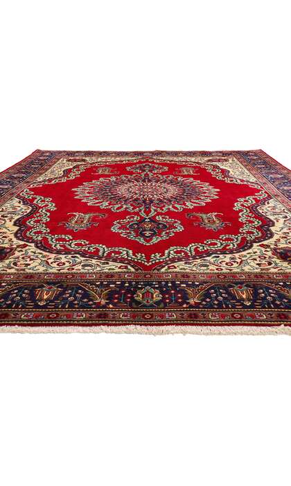 10 x 13 Vintage Red Persian Tabriz Rug 76485