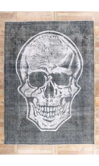 10 x 13 Vintage Overdyed Skull Rug 80275