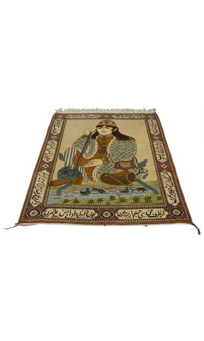 3 x 4 Antique Persian Kashan Pictorial Rug 77017