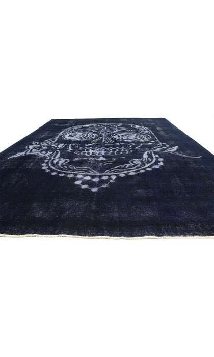 10 x 13 Vintage Blue Overdyed Skull Rug 80431