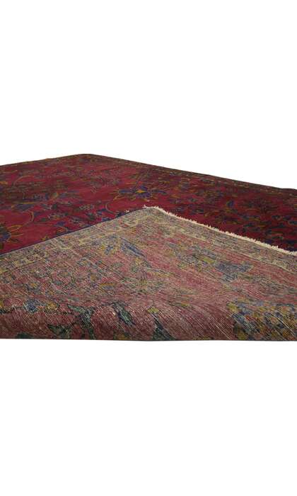 7 x 9  Antique-Worn Burgundy Indian Rug 71879