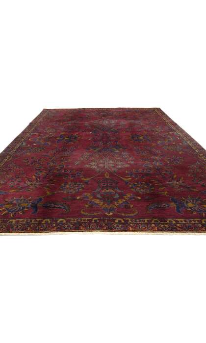 7 x 9  Antique-Worn Burgundy Indian Rug 71879