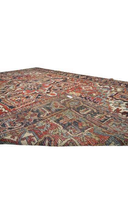 8 x 11 Antique-Worn Persian Heriz Rug 76753