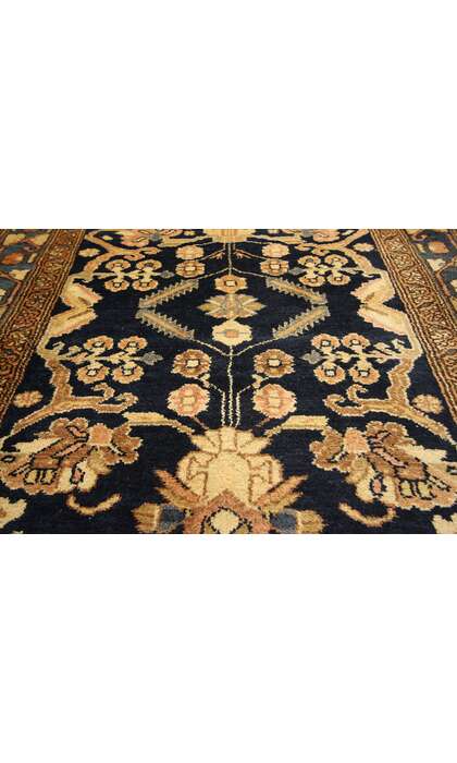 4 x 11 Antique Navy Blue Persian Hamadan Rug Runner 73245