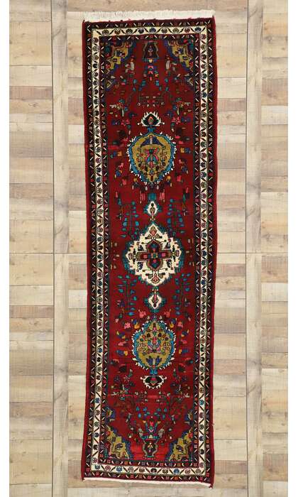 3 x 10 Vintage Persian Hamadan Rug 60184