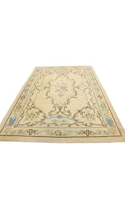 4 x 6 Vintage Chinese Floral Hooked Rug 70861