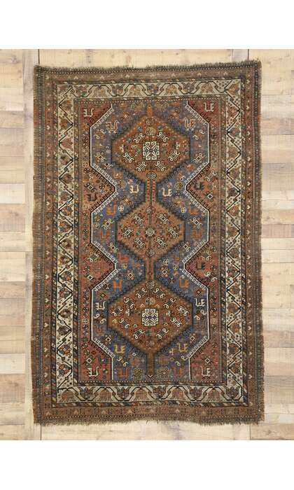 4 x 7 Antique Persian Shiraz Rug 73298 w
