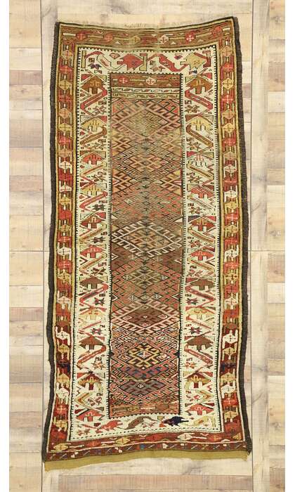 4 x 8  Antique Persian Kurdish Rug 74294