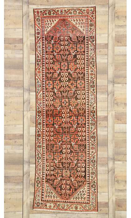 3 x 9 Antique Persian Malayer Runner with Guli Henna Pattern 75214