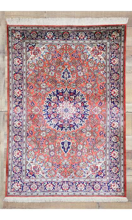 3 x 5 Vintage Persian Silk Qum Rug 74314