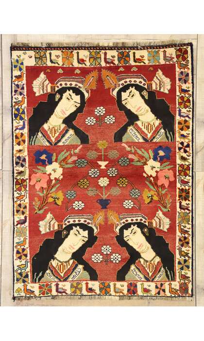 4 x 5 Vintage Persian Shiraz Rug 75045