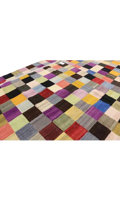 10 x 13 Vintage Checkered Afghan Kilim Rug 80094