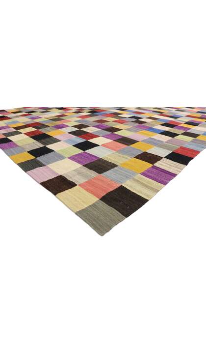 10 x 13 Vintage Checkered Afghan Kilim Rug 80094