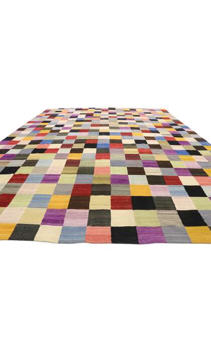 10 x 13 Vintage Checkered Afghan Kilim Rug 80094