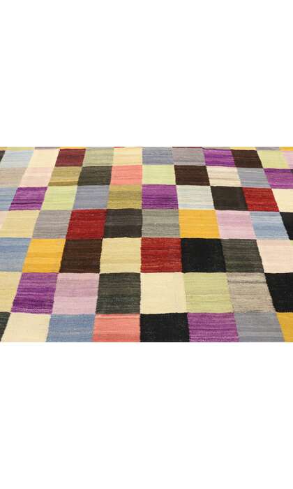 10 x 13 Vintage Checkered Afghan Kilim Rug 80094
