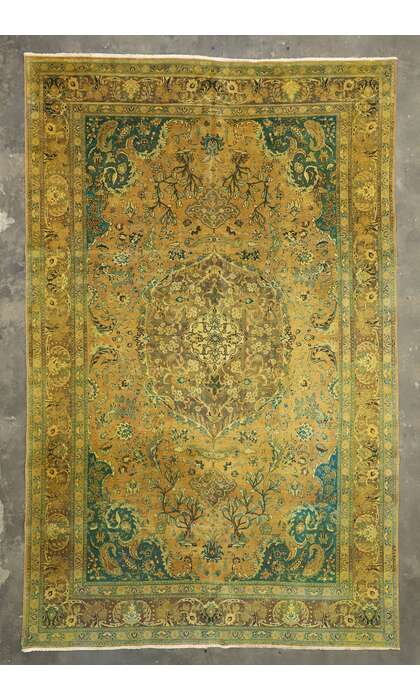 10 x 16 Vintage Persian Tabriz Rug 76348