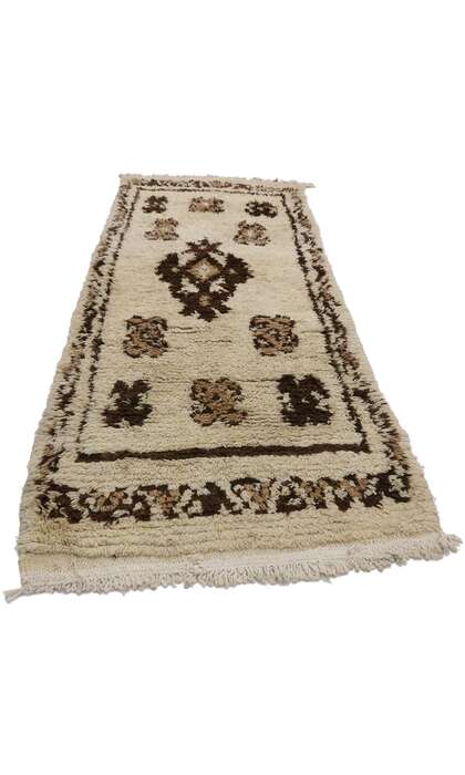 3 x 7 Vintage Neutral Moroccan Azilal Rug 20866