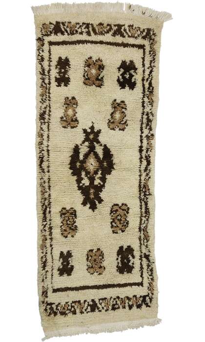 3 x 7 Vintage Neutral Moroccan Azilal Rug 20866