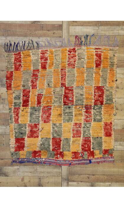 5 x 5 Vintage Checkered Moroccan Rag Rug 20884