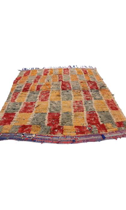 5 x 5 Vintage Checkered Moroccan Rag Rug 20884