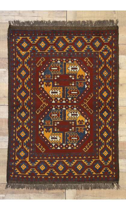 3 x 5 Vintage Afghan Rug 74663
