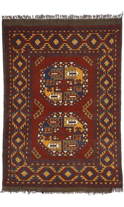 3 x 5 Vintage Afghan Rug 74664