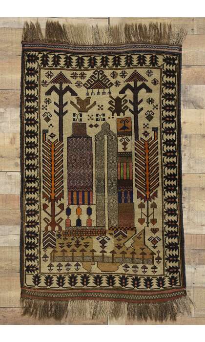 3 x 4 Vintage Afghan War Rug 74665