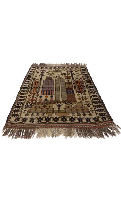 3 x 4 Vintage Afghan War Rug 74665