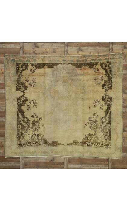 9 x 11 Vintage Turkish Oushak Rug 50213