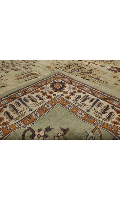 19 x 31 Late 19th Century Antique Green Agra Rug Tree of Life 72173