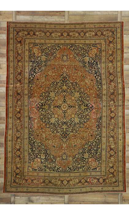 9 x 13 Antique Persian Tabriz Rug 73130