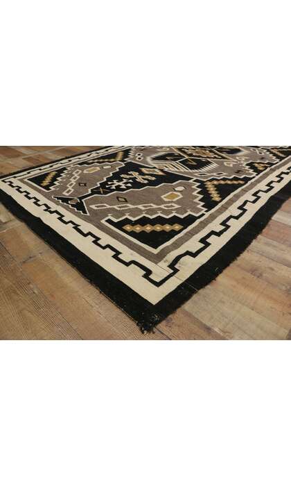 6 x 10 Antique Two Grey Hills Navajo Rug 77275