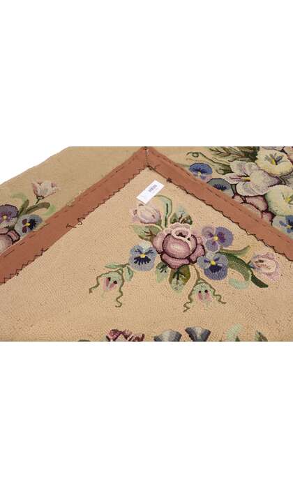 3 x 6 Antique American Floral Hooked Rug 74344
