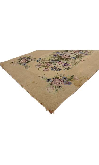 3 x 6 Antique American Floral Hooked Rug 74344
