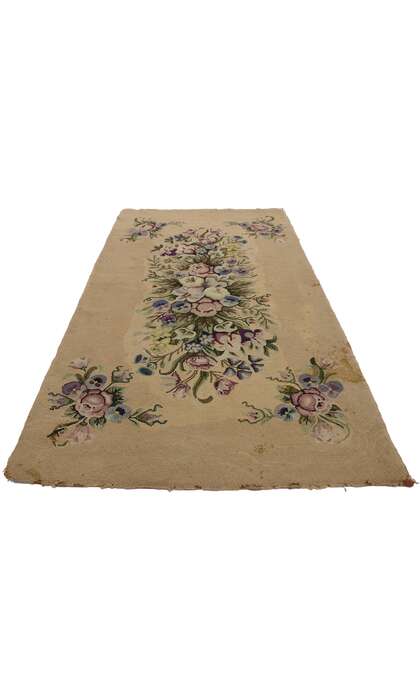 3 x 6 Antique American Floral Hooked Rug 74344