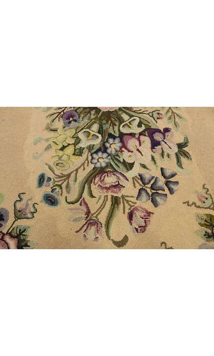 3 x 6 Antique American Floral Hooked Rug 74344