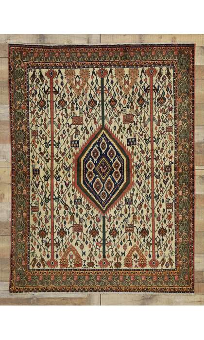 4 x 6 Vintage Persian Afshar Rug 75232