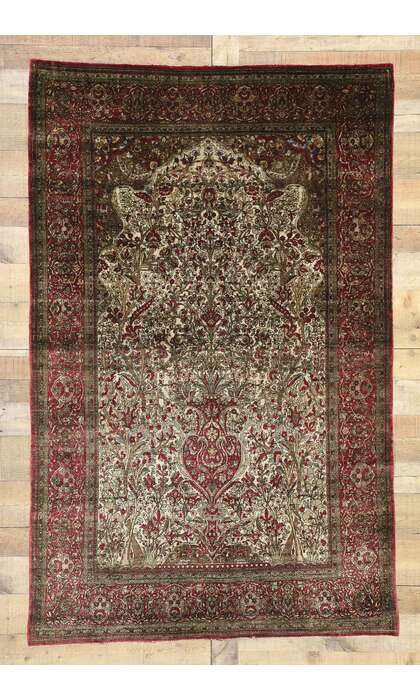 4 x 7 Antique Silk Kashan Rug 77269