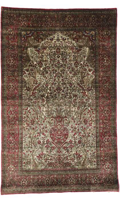 4 x 7 Antique Silk Kashan Rug 77269